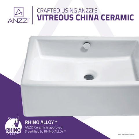 ANZZI Deux Series Ceramic Vessel Sink in White