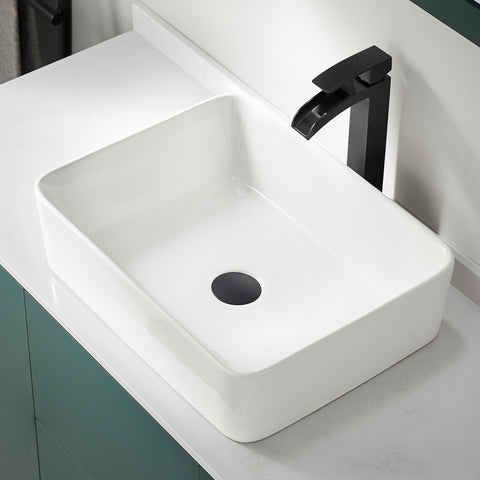 Modena Series 5.4 in. Ceramic Rectangular Vessel Bathroom Sink Basin in White