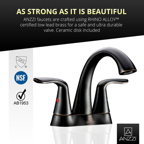 ANZZI Cadenza Series 4 in. Centerset 2-Handle High-Arc Bathroom Faucet in Oil Rubbed Bronze