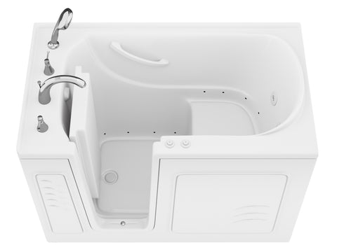 ANZZI Value Series 30 in. x 53 in. Left Drain Quick Fill Walk-In Whirlpool and Air Tub in White