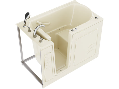 ANZZI Coupe Series 30 in. x 53 in. Left Drain Quick Fill Walk-In Air Tub in Biscuit