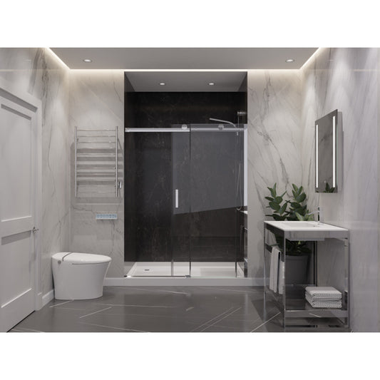 SD-FRLS05702CH - ANZZI Rhodes Series 60 in. x 76 in. Frameless Sliding Shower Door with Handle in Chrome