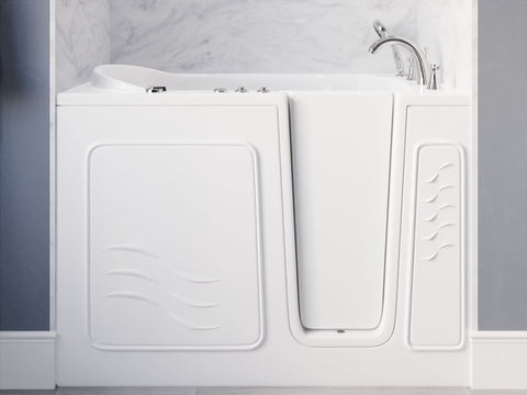 30 in. x 53 in. Right Drain Quick Fill Walk-In Whirlpool Tub with Powered Fast Drain in White