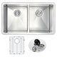 ANZZI VANGUARD Undermount 32 in. Double Bowl Kitchen Sink with Soave Faucet in Oil Bronze