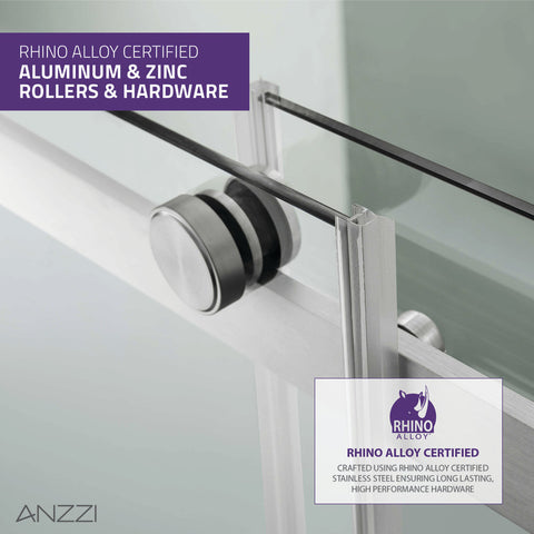 ANZZI Stellar Series 48 in. x 76 in. Frameless Sliding Shower Door with Handle