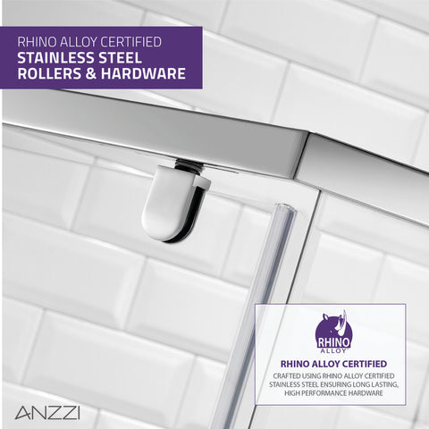 ANZZI Castle Series 49 in. x 72 in. Semi-Frameless Shower Door with TSUNAMI GUARD