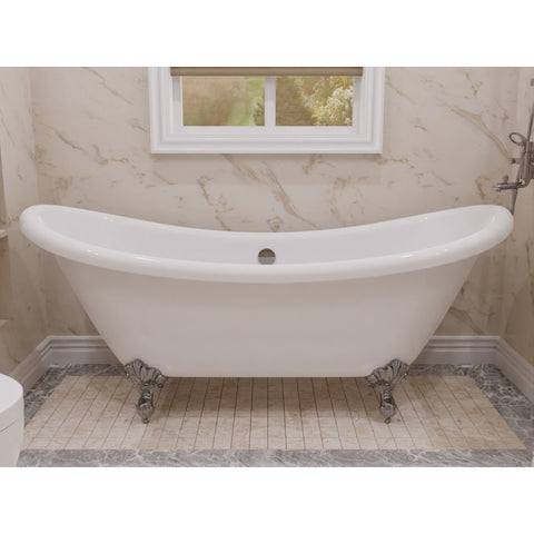 FT-CF130FAFT-CH - ANZZI 69.29” Belissima Double Slipper Acrylic Claw Foot Tub in White