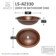 ANZZI Roma 19 in. Drop-in Oval Bathroom Sink in Hammered Antique Copper