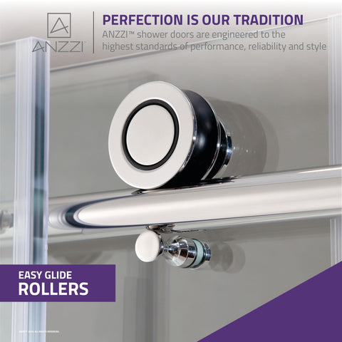 60 in. by 76 in. Frameless Sliding Shower Door in Brushed Nickel with Handle