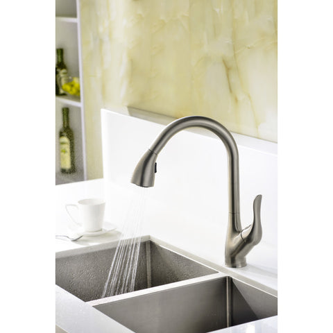 KF-AZ031BN - ANZZI Accent Series Single-Handle Pull-Down Sprayer Kitchen Faucet in Brushed Nickel