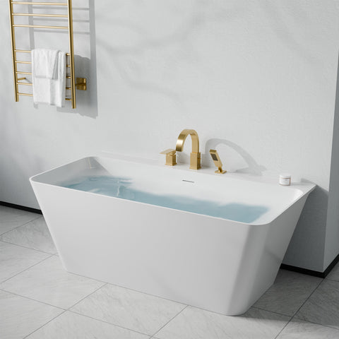 Nite Series Single-Handle Deck-Mount Roman Tub Faucet with Handheld Sprayer in Brushed Gold