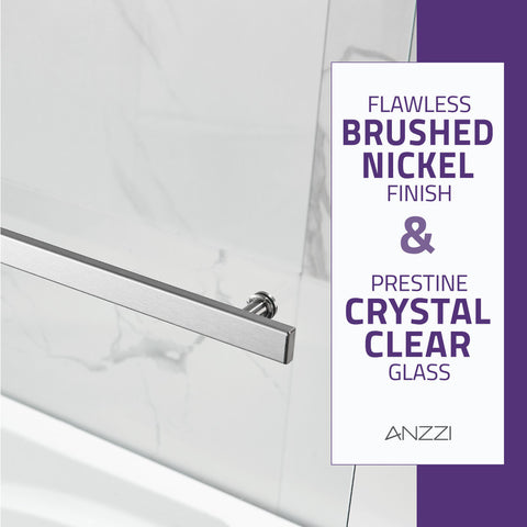 ANZZI 5 ft. Acrylic Rectangle Tub With 48 in. x 58 in. Frameless Tub Door