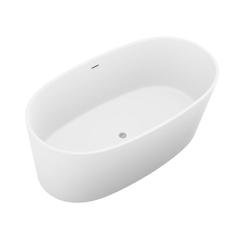 ANZZI Bellentin 5.1 ft. Solid Surface Center Drain Freestanding Bathtub in Matte White