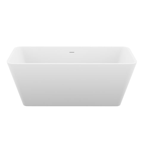 ANZZI Cenere 4.9 ft. Man-Made Stone Center Drain Freestanding Bathtub in Matte White