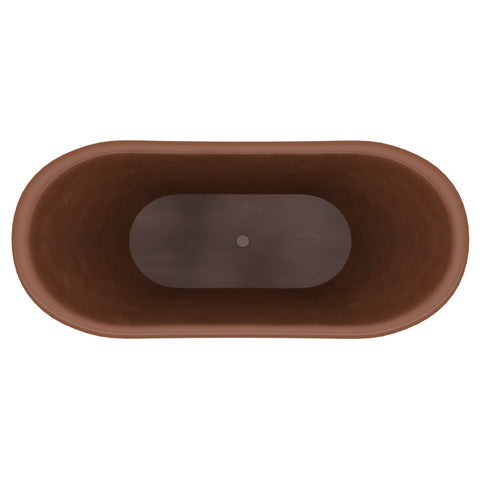 ANZZI Nero 70 in. Handmade Copper Double Slipper Flatbottom Non-Whirlpool Bathtub in Hammered Antique Copper