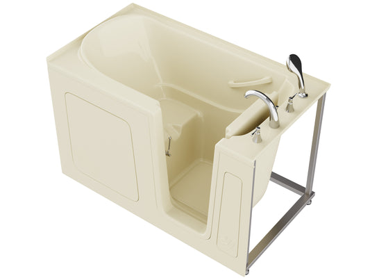 32 in. x 60 in. Right Drain Quick Fill Walk-In Soaking Tub in Biscuit