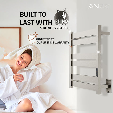 ANZZI Starling 6-Bar Stainless Steel Wall Mounted Electric Towel Warmer Rack