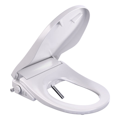 Electric Bidet Seat for Elongated Toilets  with Auto Lid, Heated, Warm Water, Air Dryer,  and Remote in White