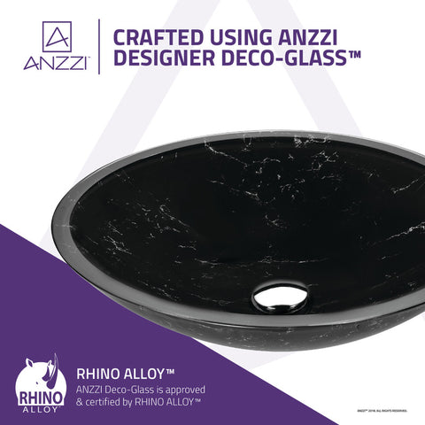 ANZZI Marbela Series Vessel Sink in Marbled Black