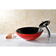 ANZZI Chord Series Deco-Glass Vessel Sink in Lustrous Black and Red with Matching Chrome Waterfall Faucet