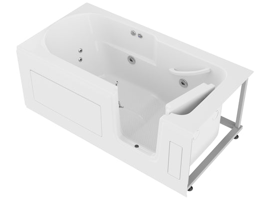 30 in. x 60 in. Right Drain Step-In Walk-In Whirlpool Tub with Low Entry Threshold in White