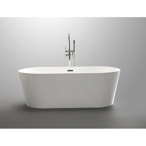 ANZZI Chand 67 in. Acrylic Flatbottom Freestanding Bathtub in White