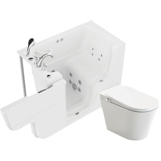 ANZZI Series 29 in. x 53 in. Left Drain Wheelchair Access Walk-In Whirlpool Tub with Fast Drain and Smart Bidet Toilet
