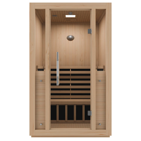 SteamSpa Fiji 2-Person Carbon FAR Infrared Hemlock Wooden Indoor Home Sauna Room with LED Touch Control Panel