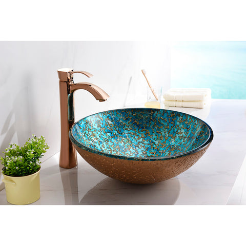 LS-AZ209 - ANZZI Chrona Series Vessel Sink in Gold/Cyan Mix