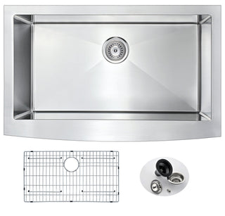 Elysian Farmhouse Stainless Steel 32 in. 0-Hole Single Bowl Kitchen Sink