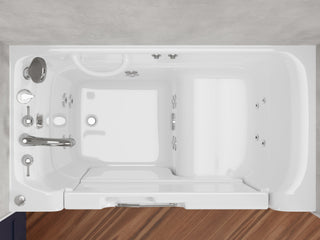 ANZZI Series 29 in. x 53 in. Left Drain Wheelchair Access Walk-In Whirlpool Tub with Fast Drain and Smart Bidet Toilet