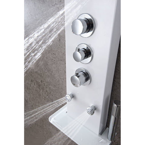 ANZZI Panther 60 in. 6-Jetted Full Body Shower Panel with Heavy Rain Shower and Spray Wand in White