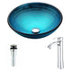 LSAZ045-095 - ANZZI Enti Series Deco-Glass Vessel Sink in Lustrous Blue with Harmony Faucet in Polished Chrome