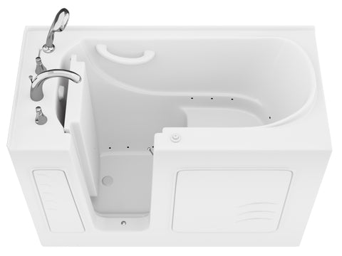 ANZZI Value Series 26 in. x 53 in. Left Drain Quick Fill Walk-In Air Tub in White