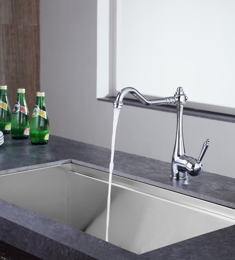 Patriarch Single Handle Standard Kitchen Faucet in Polished Chrome