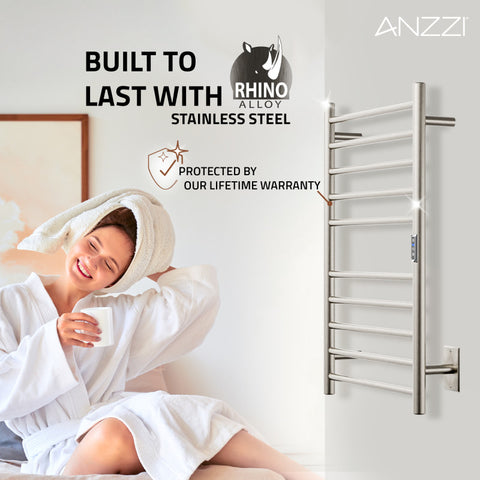 ANZZI Crete 10-Bar Stainless Steel Wall Mounted Towel Warmer Rack