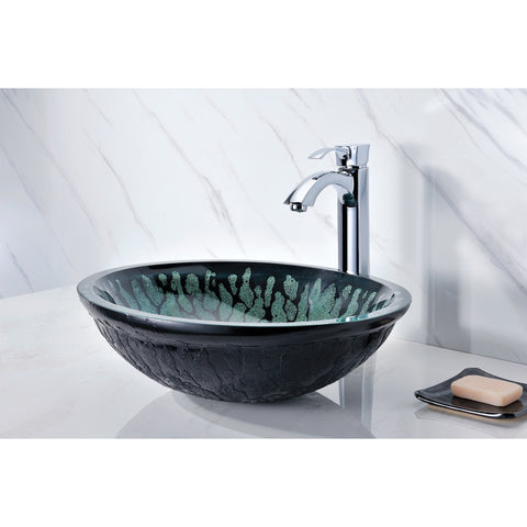 LS-AZ8098 - ANZZI Patuvendi Series Deco-Glass Vessel Sink in Lustrous Black