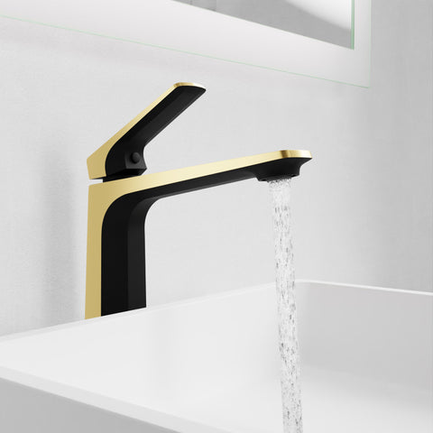 L-AZ904MB-BG - ANZZI Single Handle Single Hole Bathroom Vessel Sink Faucet With Pop-up Drain in Matte Black & Brushed Gold