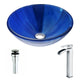 LSAZ051-097 - ANZZI Meno Series Deco-Glass Vessel Sink in Lustrous Blue with Key Faucet in Polished Chrome