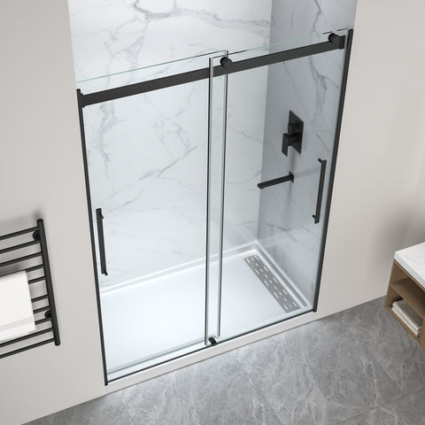 Stellar Series Sliding Frameless Shower Door  with Alcove Shower Base