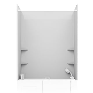 Rampart Series 60 in. W x 60 in. H 2-Piece Glue-Up Acrylic Shower Wall Set in White with 4 in. Square Tile Design