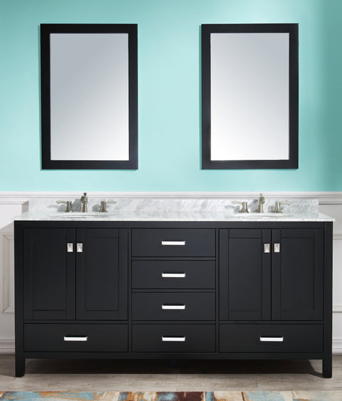 Chateau 72 in. W x 36 in. H Bathroom Vanity Set in Rich Black