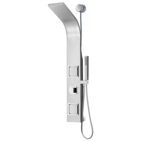 SP-AZ078BS - ANZZI Aura Retro-Fit Series 39 in. 2-Jetted Shower Tower with Heavy Rain Shower and Jets and Spray Wand in Brushed Steel