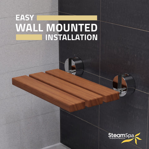 Leisure 20 in. Teak Wall Mounted Folding Shower Seat