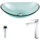 LSAZ076-096 - ANZZI Major Series Deco-Glass Vessel Sink in Lustrous Green with Enti Faucet in Chrome