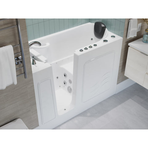 AMZ5326LWD - ANZZI 53 - 60 in. x 26 in. Left Drain Air and Whirlpool Jetted Walk-in Tub in White