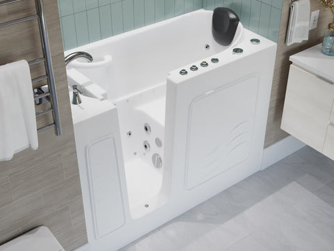 53 - 60 in. x 26 in. Left Drain Air and Whirlpool Jetted Walk-in Tub in White