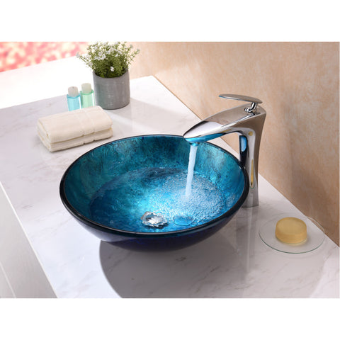 LS-AZ196 - Arc Series Vessel Sink in Frosted Blue