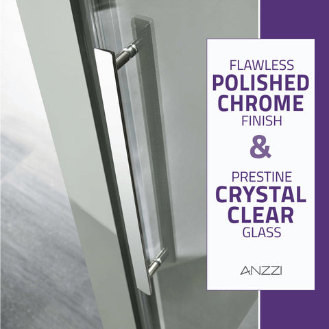 ANZZI Stellar Series 60 in. x 76 in. Frameless Sliding Shower Door with Handle