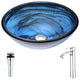 LSAZ048-095 - ANZZI Soave Series Deco-Glass Vessel Sink in Sapphire Wisp with Harmony Faucet in Chrome